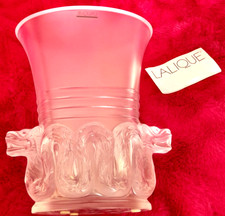 LALIQUE AZTECA VASE BEAUTIFUL DRAGONS HEAVY VASE ORIGINAL BOX MINT