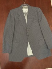 Men  s Vintage 1970  s Grey Pinstripe Suit Jacket Size 46L USA Made