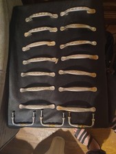 Set Of 17 Cabinet Pulls Vintage Silver And Gold Toned With Scroll Design