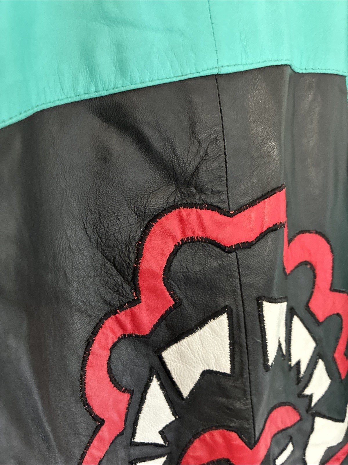 Leather Aztec Native Jacket Turquoise Tribal Leat… - image 6