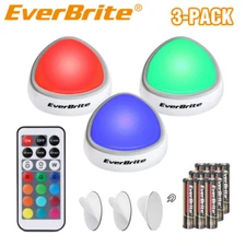 EverBrite 3Pack Tap Light LED Puck Light Wireless Push Light Remote Closet Light