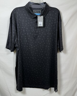 NWT Etonic Men's Martini Glass Print Polo Black/Charcoal XL Cocktail 19th Hole