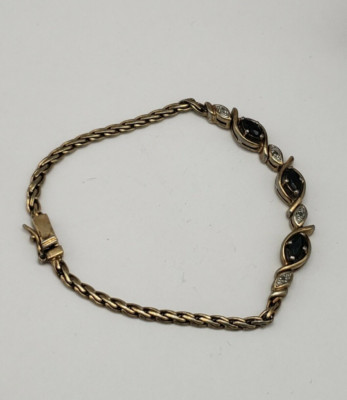 DESIGNER ARMBAND ROSS SIMONS GOLDFARBEN STERLINGSILBER DIAMANTEN UND SAPHIRE