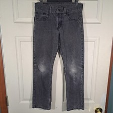 Levi Strauss 513 Slim Fit Jeans Youth Size 14 Black Denim 27x27 Distressed Faded