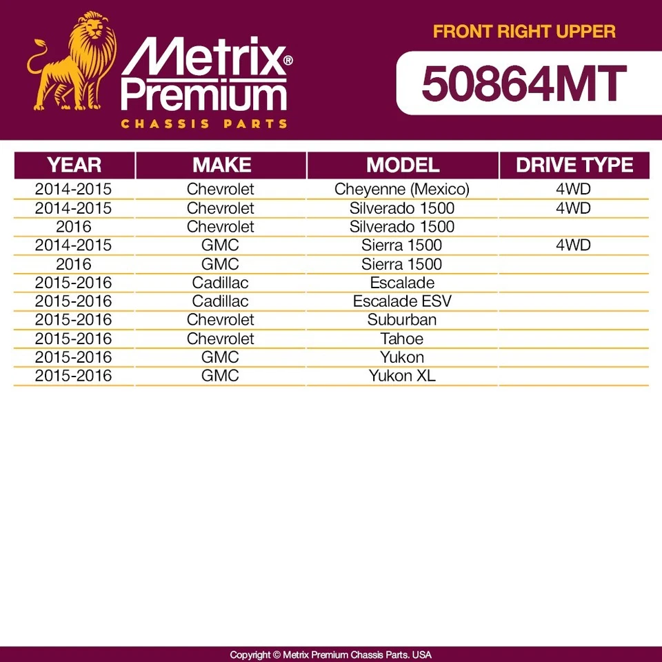 Front Right Upper Control Arm & Ball Joint Set for 2014-2016 Chevy GMC Cadillac - Image 2 of 4