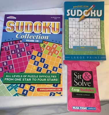 sudoku puzzle books lot of 3 kappa papp large print pocket size usa today ebay