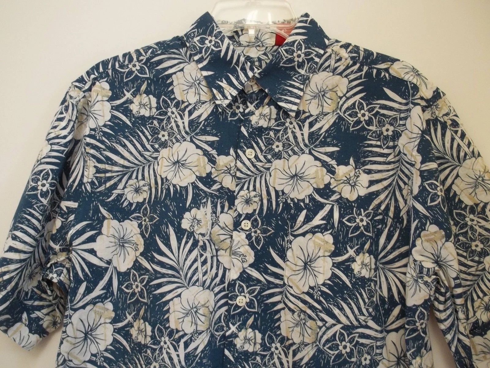 Izod Men's Size S Button-Front SS Hawaiian Blue Floral Print Shirt 100% Cotton