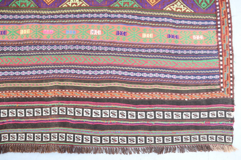 One Of a Kind Antique Rug 5x8 ft, Afghan Handwoven Rug, Geometric Flatweave Rug - Image 4 of 4