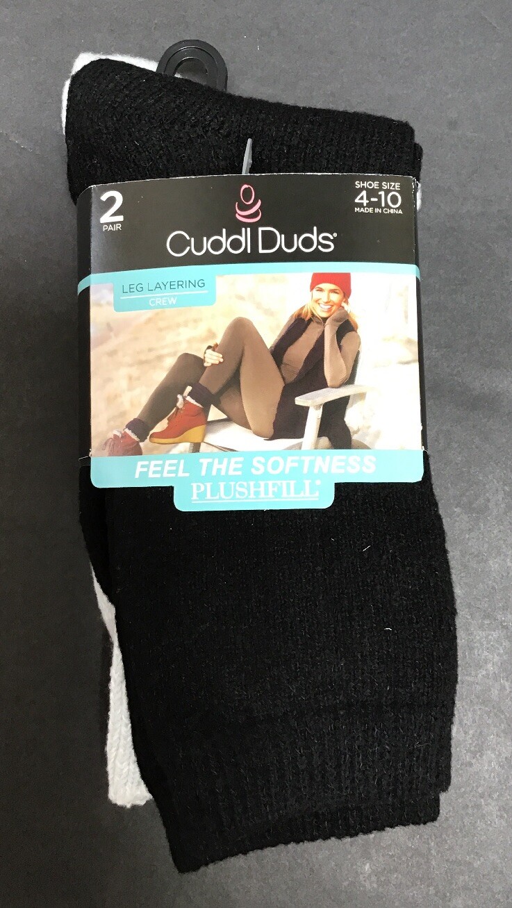 Cuddl Duds Leg Layering Crew Women's Socks 2 Pairs Size 410 Gray/ Black Solid eBay