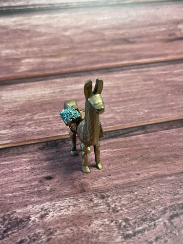 Messing Paket Lama Satteltaschen gefüllt mit Steinen kleine Figur Statuette Schreibtisch - Bild 4 von 7