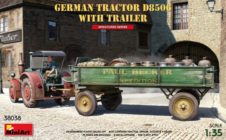 Miniart 38038 1:35th scale German Tractor D8506 with trailer