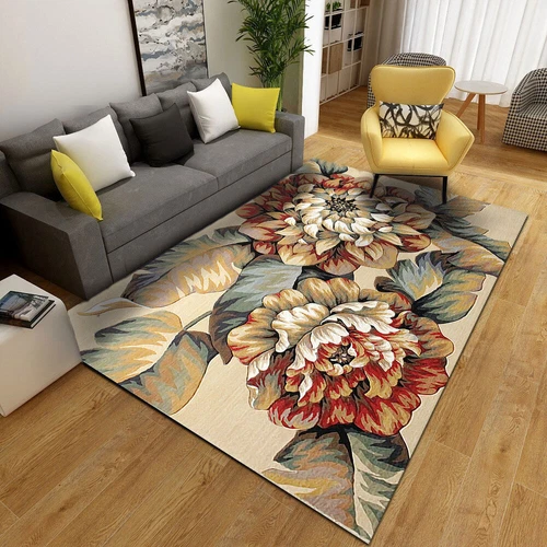 Alfombra de terciopelo floral 3D vintage alfombra de piso para sala de estar dormitorio antideslizante lavable - Imagen 11 de 22