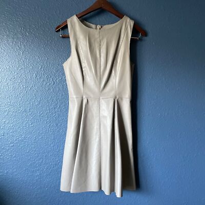 NWT BB Dakota Taupe Faux Leather A-Line Sleeveless Dress Women's Size 2  Classic | eBay