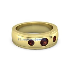 Natural Garnet Gemstones Gold Plated 925 Sterling silver Band Ring For Men 018