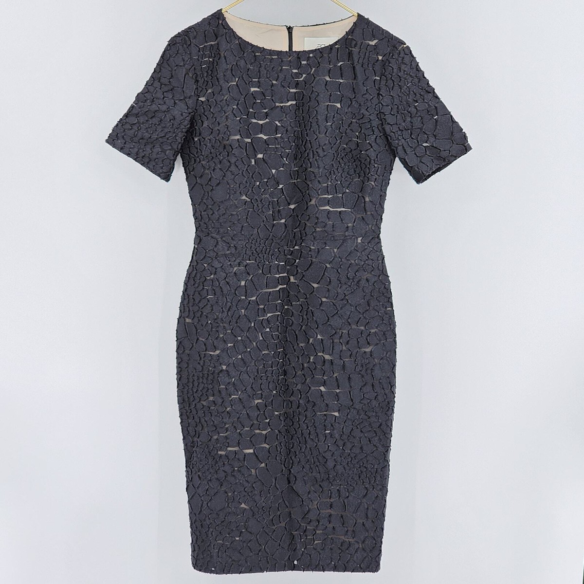 Ag Phillips Sheath Black Lace Dress Textured Cocktail Silk Blend Size 0 |  eBay
