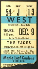 1971 The Faces  + Rod Stewart Concert Ticket Maple Leaf Gardens Toronto Ron Wood