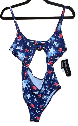 California Waves Junior's One Piece Swimsuit Blue Size Large MSRP $89 NWT - Picture 4 of 6