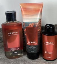 NEW 3 pc Bath  Body Works Men's collection CANYON Spray-cream-shower gel SET