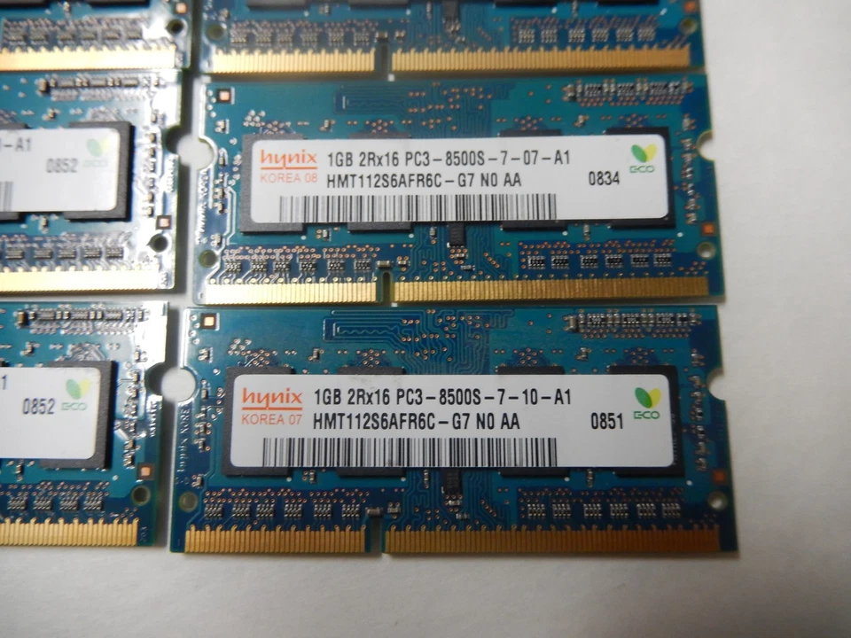 Hynix 6GB (6x1GB) 2Rx16 PC3-8500S DDR3 HMT112S6AFR6C Laptop Memory RAM - Image 2 of 3