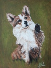 Corgi Painting Pet Original Art Dog Canvas Oil Painting 12 by 9 Animal Wall Art