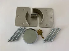 Round Padlock+ Hasp + Screws Hidden Shackle- Van Trailer Door Shed, Hockey Puck
