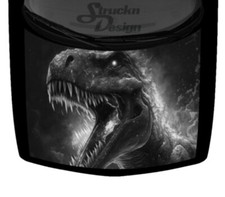 Gray Flaming Fire T-rex Roaring Angry Truck Hood Wrap Vinyl Car Graphic Decal
