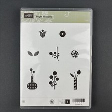 Stampin Up BRIGHT BLOSSOMS Rubber Stamp Set 8 stamps Flowers Floral Vase