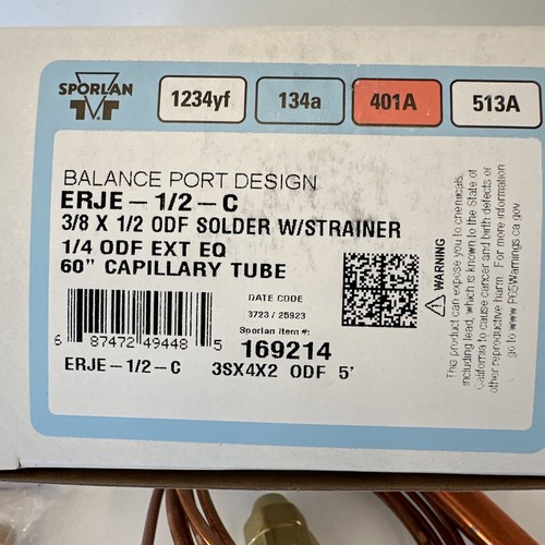 Sporlan Thermal Expansion Valve ERJE-1-1/2-C 60” Capillary Tube 169214
