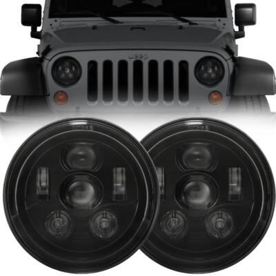 Eagle Lights Black 7'' Round LED Projection Headlight Kit for Jeep Wrangler JK TJ