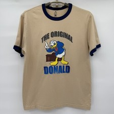 Disney Store Donald Duck Tan Blue Ringer T-shirt  The Original Donald  Small