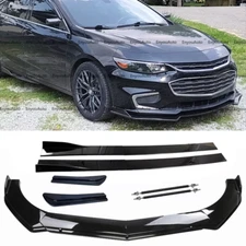 For Chevrolet Malibu Front Bumper Lip 86" Side Skirt Rear Bumper Lip Black