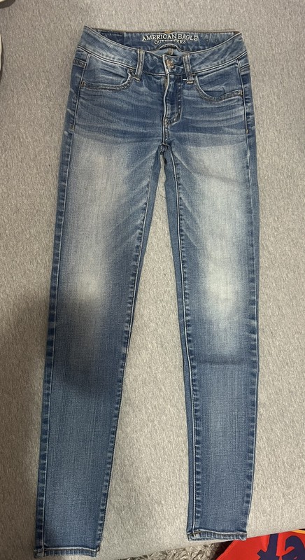 American Eagle Skinny Jeans Women's Size 00 Super Stretch Jeggings Mid Wash