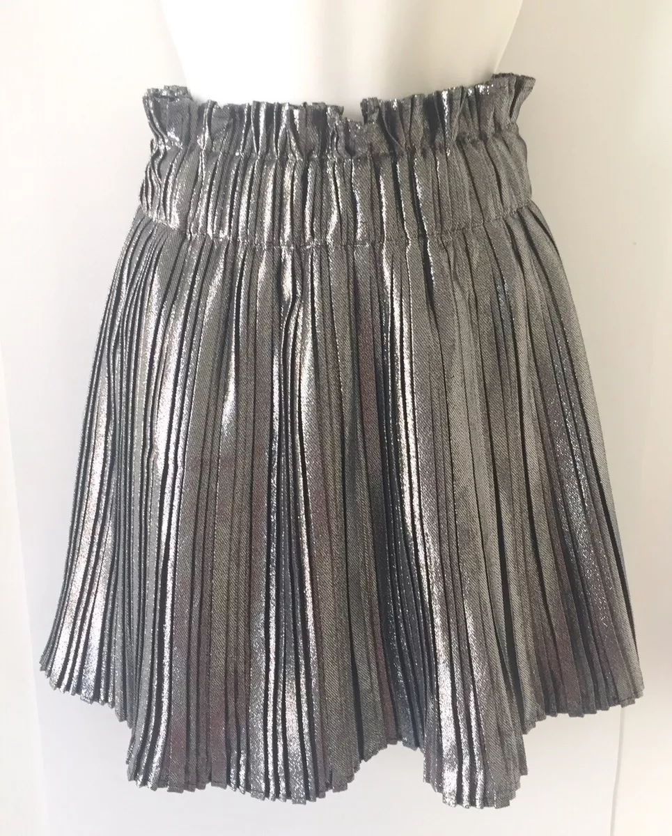 Silver pleated skirt clearance zara