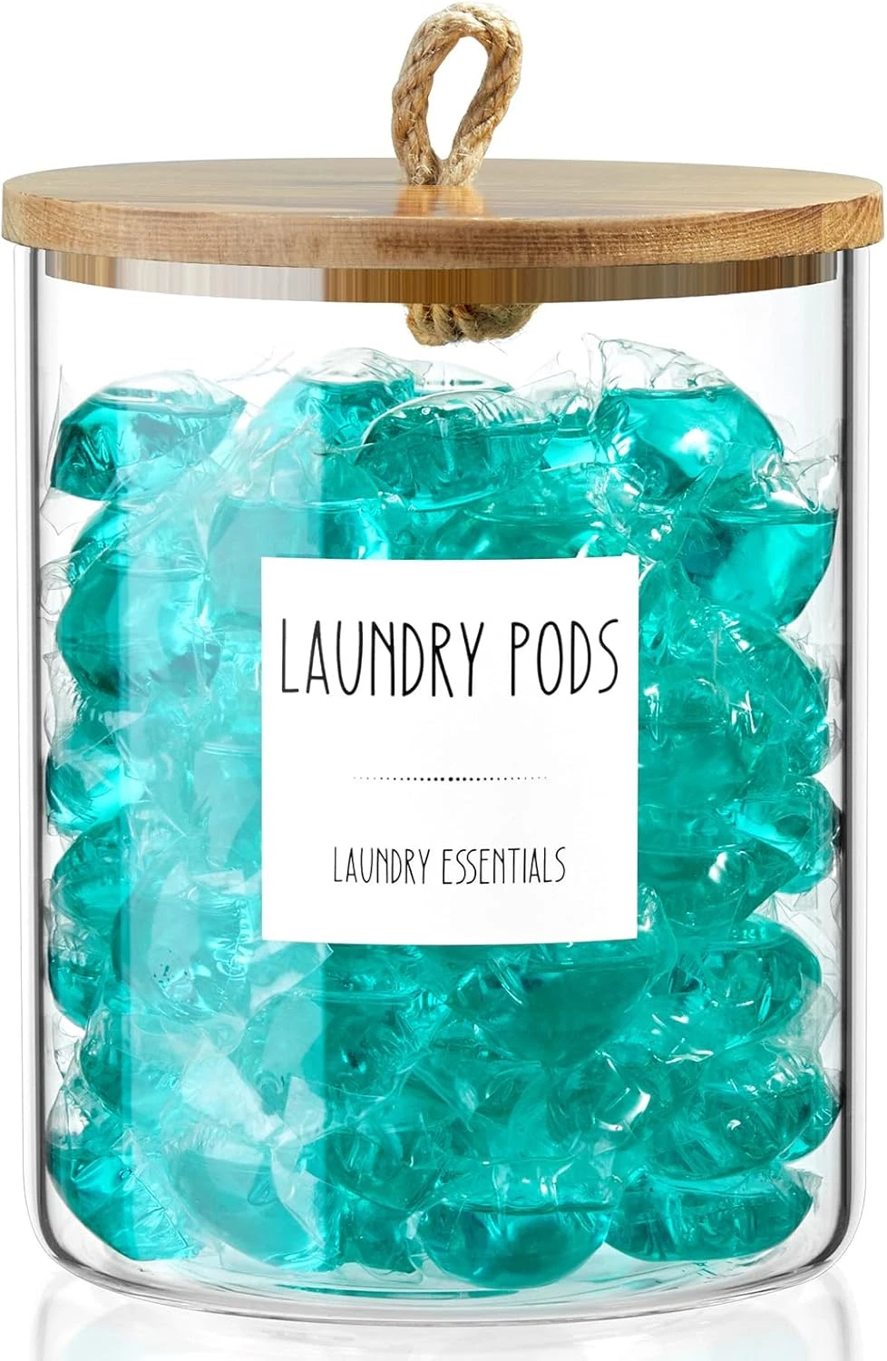 Glass Laundry Pods Container, Half Gallon 2 Liter Laundry Jars with Wood Lids fo