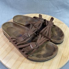 Birkenstock Granada Slip On Sandals Womens Size EU 38 Brown Leather Buckle