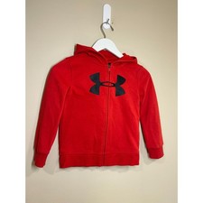 Under Armour Boys Sz Small Athletic Red Zip Hoodie