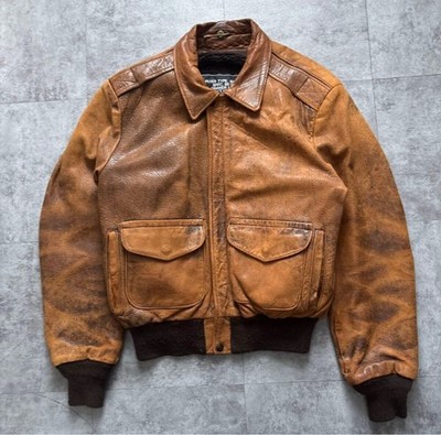 80S 90S Schott A-2 Real Leather Flight Shot Jacket Vintage Size 40 No.ks424