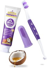 Premium Dog Oral Care Kit - Natural Coconut Chicken Flavored Toothpaste,Dual