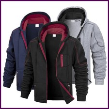 Men's Casual Sports Zipper Hoodie Coat Solid Color Cardigan Sweatshirt for