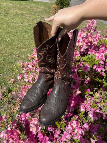 Ariat Brown Leather Cowboy Western Boots Men Size 10 EE - Picture 14 of 18