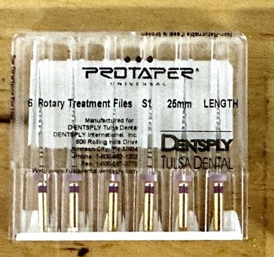 GENUINE Dentsply Protaper Universal S1 25mm, 6 Rotary NiTi Files FREE SHIPPING