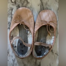 Toddler Ballet Shoes Size 9.5 Pink Leather Dance Slippers Elastic Strap