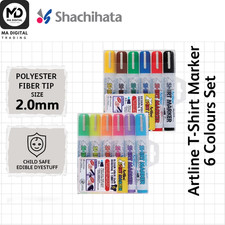 Artline T-Shirt Marker 6 Colours Waterproof Fabric Paint 2.0mm Pens Set