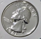 1961-P Silver Proof Washington Quarter 90% Silver Uncirculated US Coin 25c