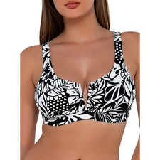 Sunsets CARIBBEAN SEAGRASS Texture Vienna V-Wire Bikini Swim Top, US 34D/36C