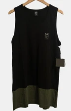 FlavRx Men’s Tank Top XXL Black Olive Colorblock Sleeveless Cotton Shirt