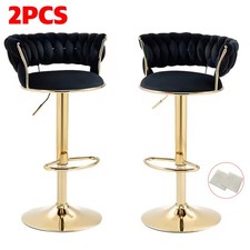 2PCS Velvet Bar Stools Breakfast Kitchen Chair Swivel Bar Stool with Armrests UK