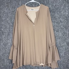 Show me your Mumu Shirt Womens L Brown tunic Ruffle sleeves