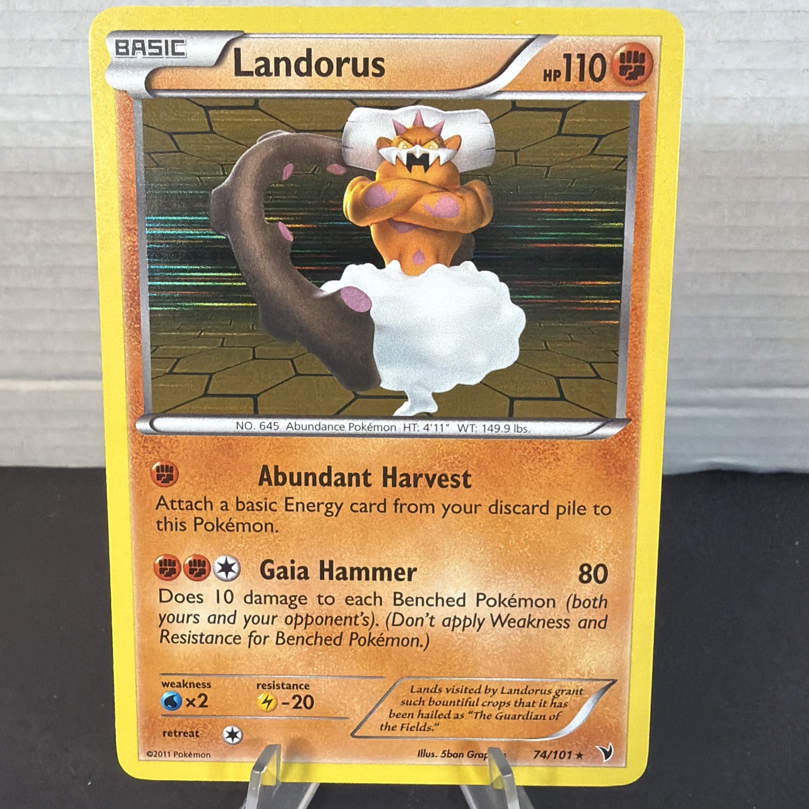 Landorus #74/101 Holo Rare Pokemon Noble Victories NM