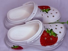 Crocs NEW Bae Fresh Fruit Platform Clog Womens Size 10 White Red Strawberry Shoe